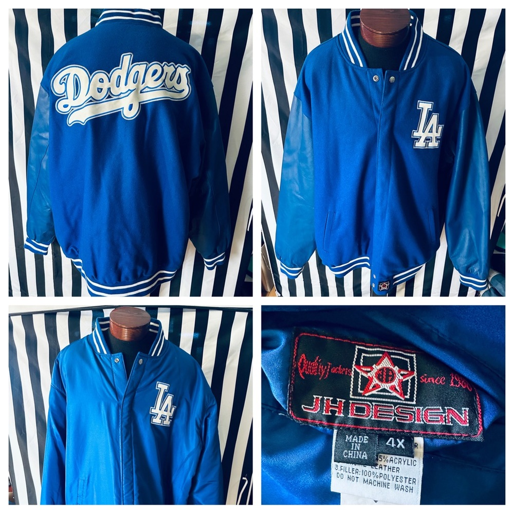 Los Angeles Dodgers x JH Design Fully Reversible Wool/Leather Varsity Jacket